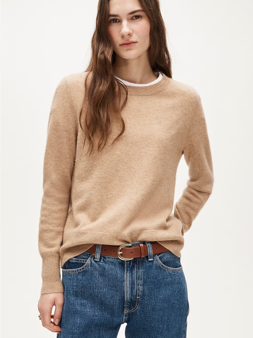 J. Crew Crewneck Cashmere Sweater in Light Brown